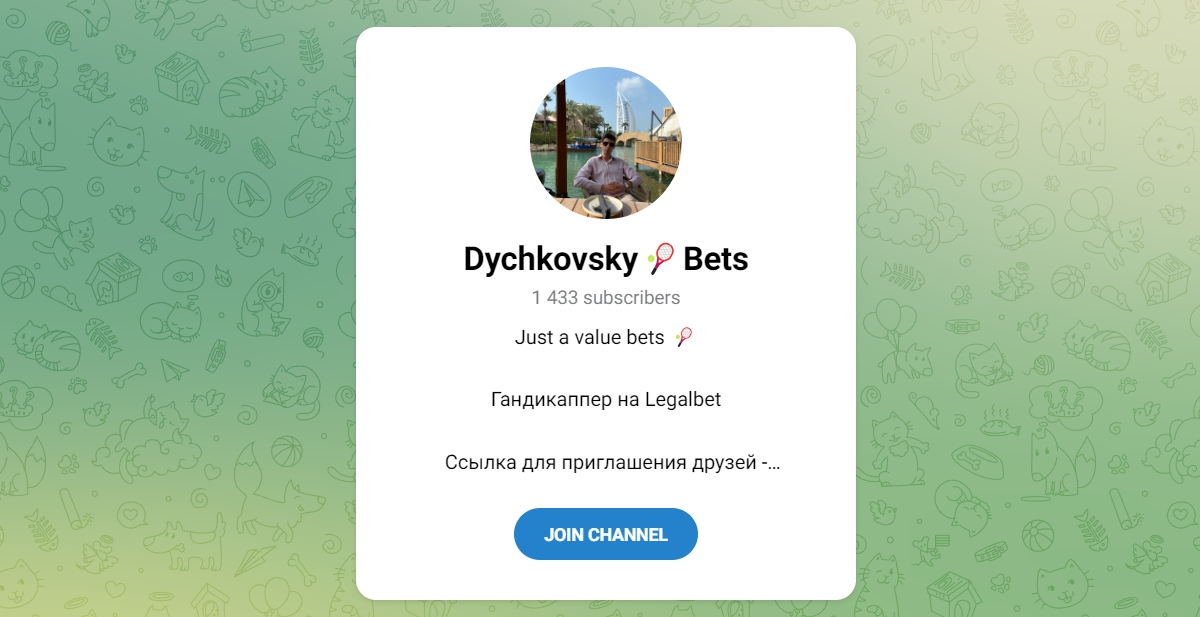 Внешний вид телеграм канала Dychkovsky🎾Bets