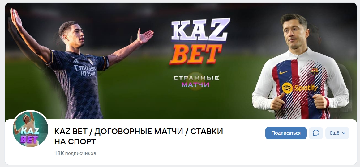 Внешний вид группы ВК KAZ BET Договорные матчи