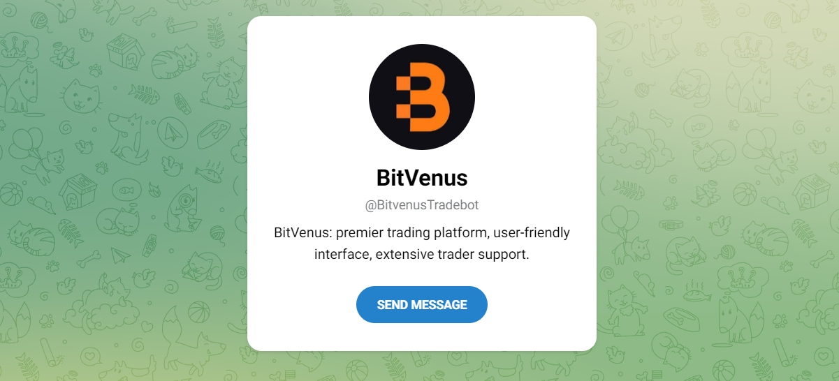 Внешний вид телеграм бота BitVenus