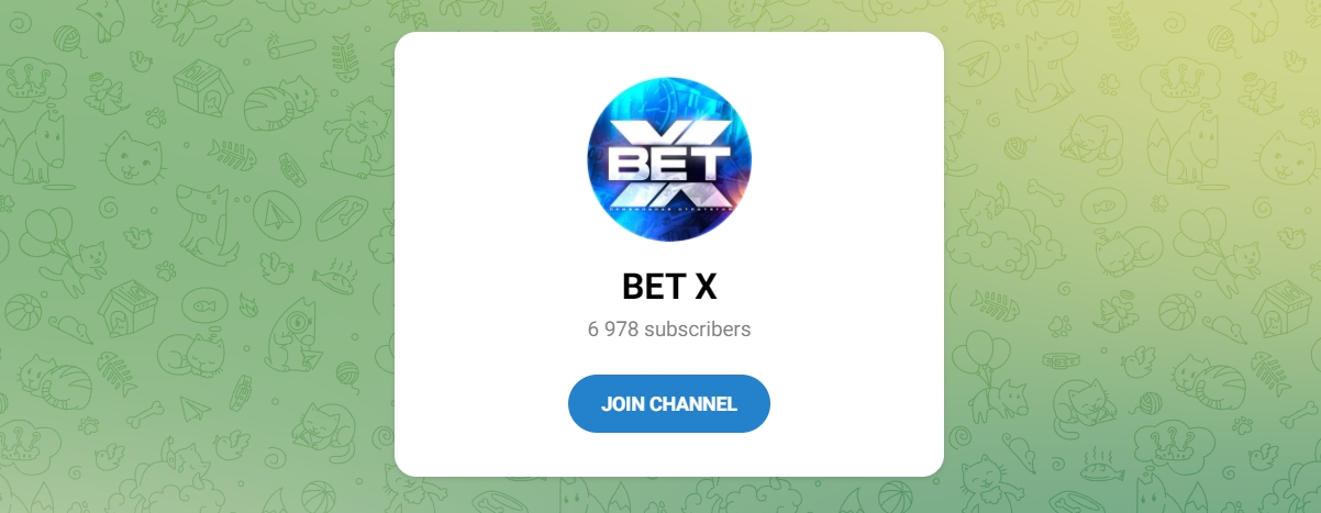 Внешний вид телеграм канала BET X