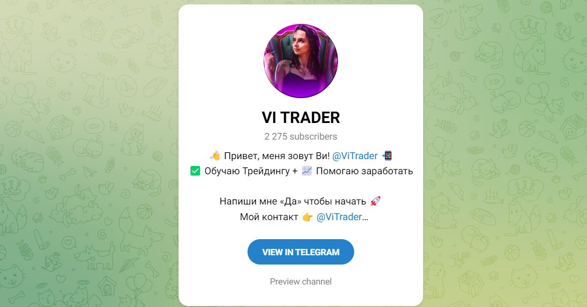 Внешний вид телеграм канала VI TRADER