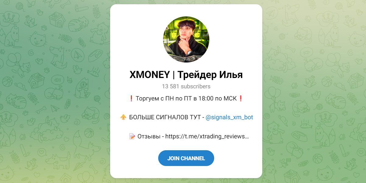 Внешний вид телеграм канала XMONEY Трейдер Илья