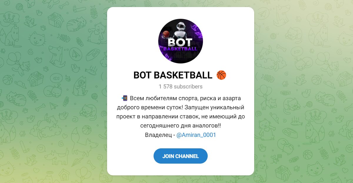 Внешний вид телеграм канала BOT BASKETBALL