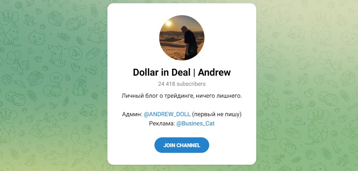 Внешний вид телеграм канала Dollar in Deal Andrew