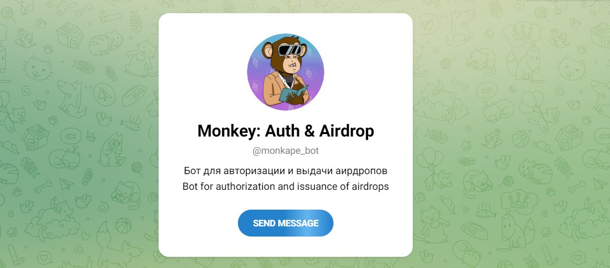 Внешний вид телеграм канала Monkey Auth & Airdrop