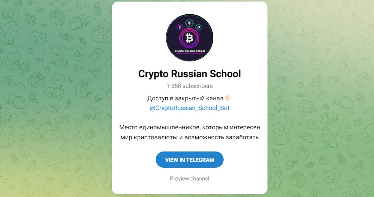 Внешний вид телеграм канала Crypto Russian School