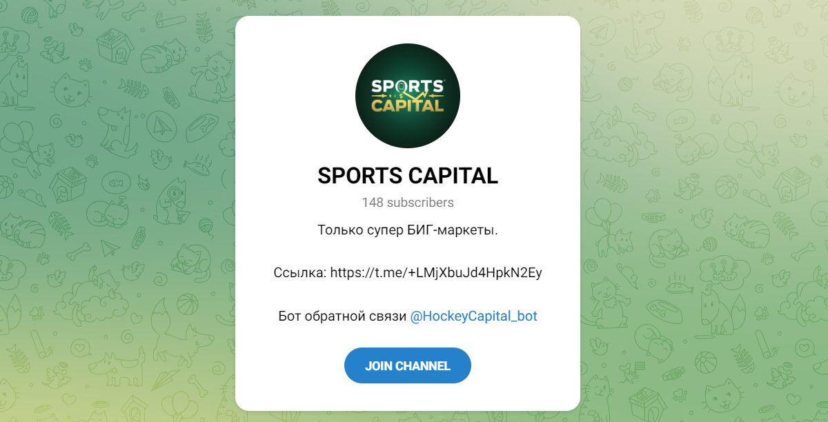 Внешний вид телеграм канала Hockey Capital bot