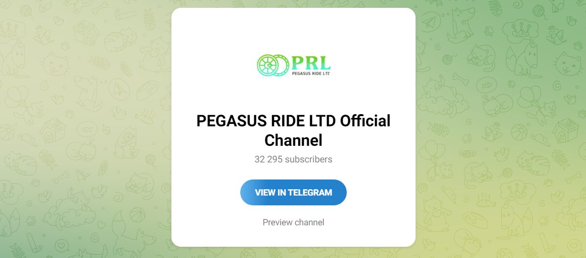 Внешний вид телеграм канала PEGASUS RIDE LTD