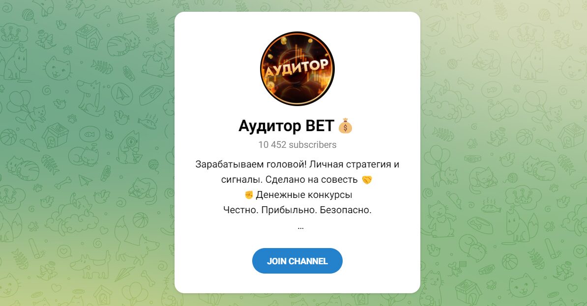 Внешний вид телеграм канала Аудитор BET