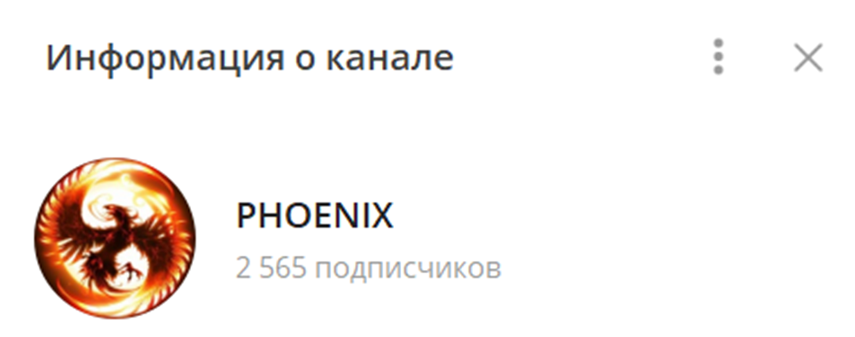 Внешний вид телеграм канала PHOENIX