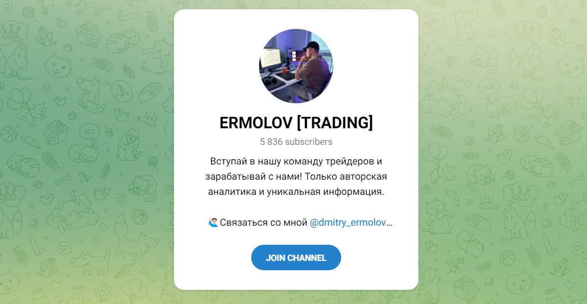 Внешний вид телеграм канала ERMOLOV [TRADING]