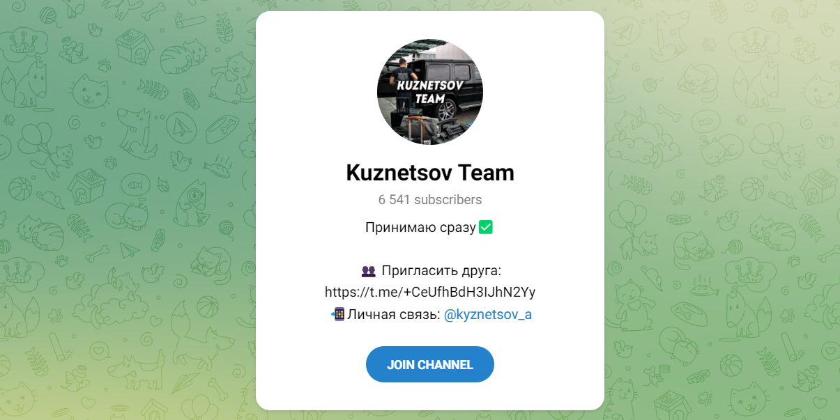 Внешний вид телеграм канала Kuznetsov Team